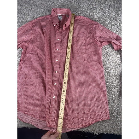 Cinch Red/White Plaid Geometric Aztec Button Up Shirt Mens XXLT Cowboy Camp Read - Picture 7 of 8